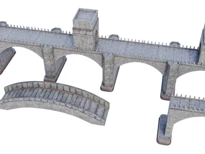 Stone Bridge Pack Low-poly 3D model