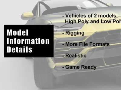 Game Ready Realistic 4x4 off-road jeep luxury gold vehicle Low-poly 3D model