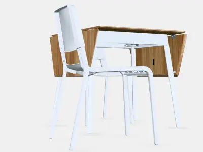 IKEA PS 2012 - TEODORES table and 2 chairs Low-poly 3D model