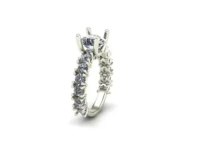 Engagement Ring With Round Diamond 3D model