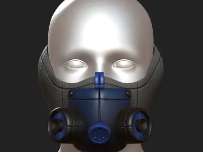 Gas mask helmet protection isolated plastic  Low-poly 3D model