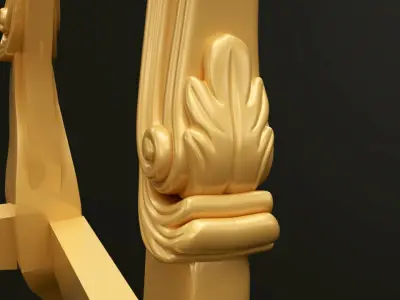 Classic Baroque Style Wooden Chair Base for CNC 3D model