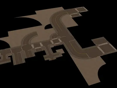 Modular Town Road Set Low-poly 3D model