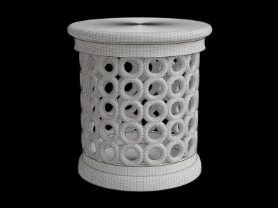 Solid Wood Drum End Table 3D model