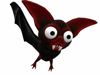 Cartoon bat low poly rigged animated game ready Low-poly 3D model