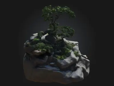 Harmony Cascade  A Tranquil Flow of Nature and Art 3D model