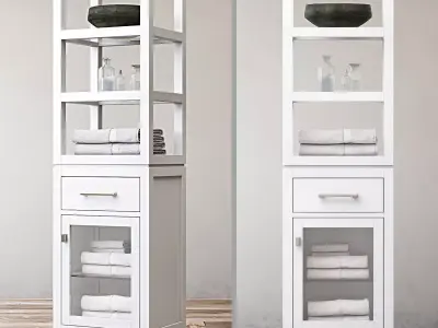 RH Hutton open shelf bath cabinet 3D model