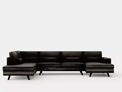 Copenhagen U Sofa Left Velvet Gray Low-poly 3D model