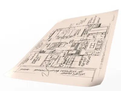 House Blueprints Set Low-poly 3D model