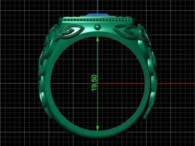 stylish man ring with patterns  signet heavyweight  406 3D print model