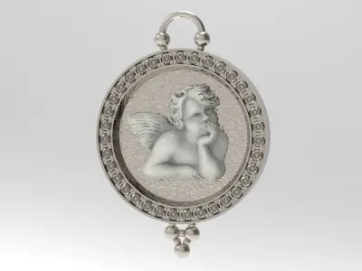Pendant 3D print model cupid in silver and gold 3D print model