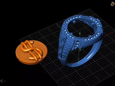 Luxury Dollar Sign Mens Ring With Diamonds Jewelry Gents Rings 3D print model