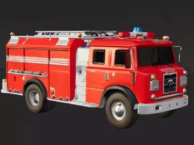 Realistic Detailed Fire Truck 3D Model - Emergency  3D print model