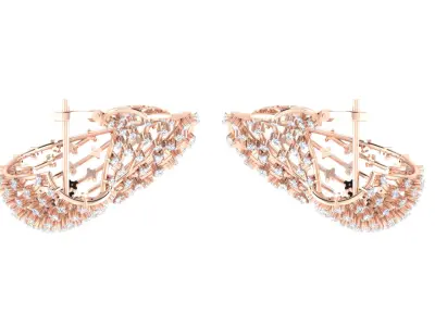 White gold diamond earring-EZ E - 1003 3D print model