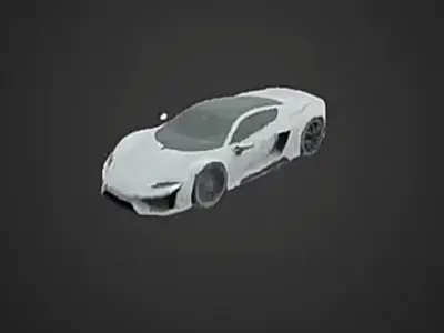Futuristic Silver Sports Car 3D Model 3D model