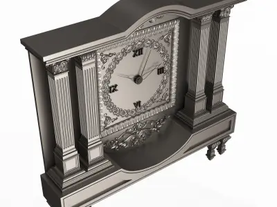 Classic Clock 09 Chrome Low-poly 3D model