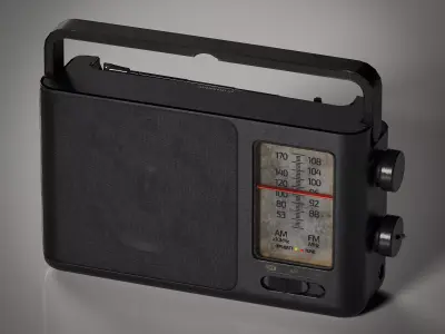 Retro radio - heavy-duty Low-poly 3D model