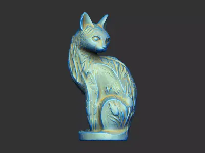 cat vase tulip floral house plant art animal statue pet royal 3D print model