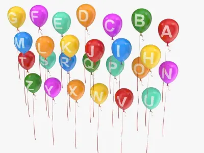 Alphabet on Balloons Low-poly 3D model