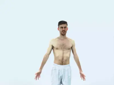 Posture D Beach Animated Rigged Sports Man Low-poly 3D model