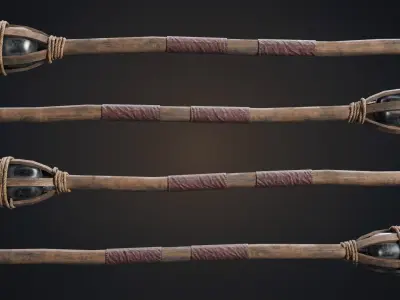 Standing Fire Torch Low-poly 3D model