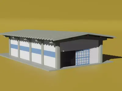 Low Poly Shed building Low-poly 3D model