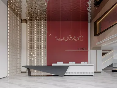 Modern reception lobby office 3D model