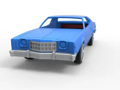 Shell and wheels Torino Elite 1974 Scale 1 to 25 3D print model