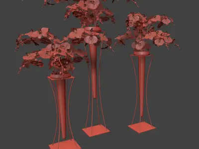 Floor standing orchid arrangement 3D model