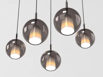 Chandelier 1 pendant light with five balls hanging from it 3D model