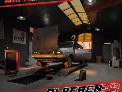 Auto Repair Shop High Detail Garage Low-poly 3D model Low-poly 3D model