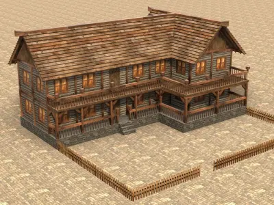 Stylized Medieval Town House Low Poly 3D Model Low-poly 3D model