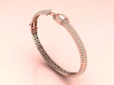 Signature Link Cuff Bangle bracelet 3D model - for Her 3D print model