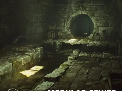 Modular Sewage PACK UE5 Low-poly 3D model