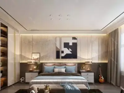 Modern Style Bedroom Interior Scene-001 Free 3D model