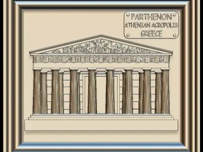 Parthenon Panno STL File for CNC Relief engraving 3D model