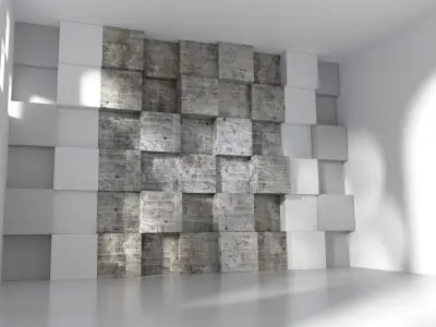 3D Modular 3D Feature Wall Panels Low-poly 3D model
