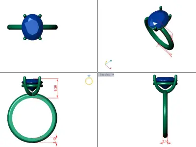 Oval Solitaire Ring Printable model 3dmodel  3D print model
