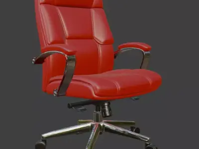 Modern Red Leather Executive Office Chair High Detail 3D Model 3D model