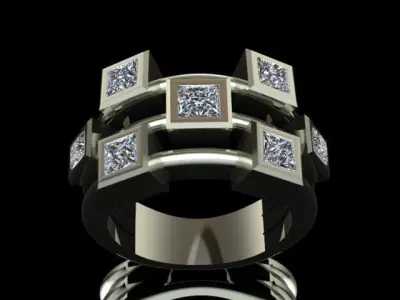 Golden Ring Square Diamonds  3D print model