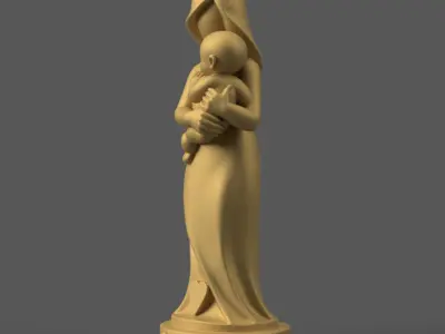 Pure Love Mother Child 3D STL Statue 3D print model