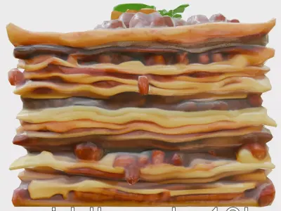 Gourmet Lasagna Layered Pasta Structure model pack Low-poly 3D model