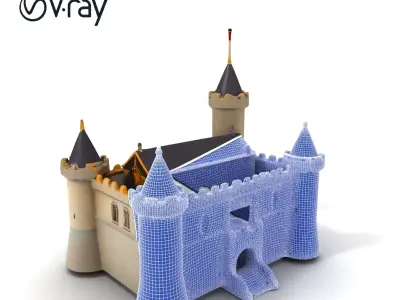 Medieval Castle Model Pack with Towers and Flags Low-poly 3D model