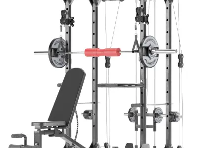 Gym Equipment Black Rack Bundle Low-poly 3D model
