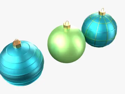 Christmas Tree Ornament Set3 - Turquoise Green  Low-poly 3D model