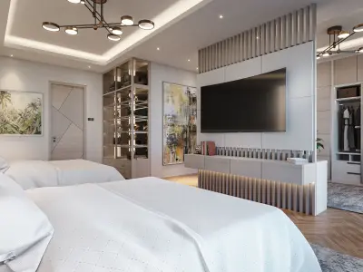 Hotel Suite Bedroom Blender - Fbx - Obj 3D model