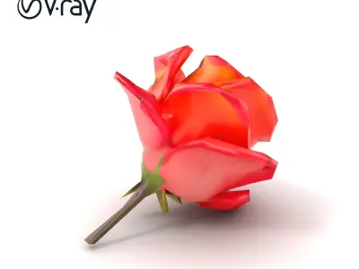 Vibrant Rose Flower Sculpture model pack Low-poly 3D model