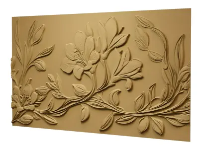 modern rose panel wall decor set relief stl mural CNC 307 3D model