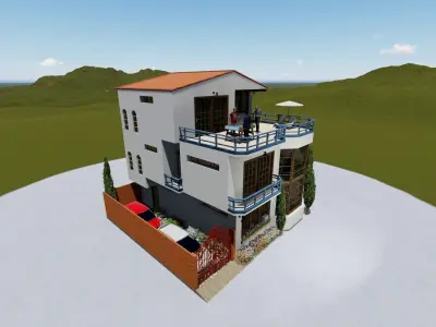 modern house Low-poly 3D model