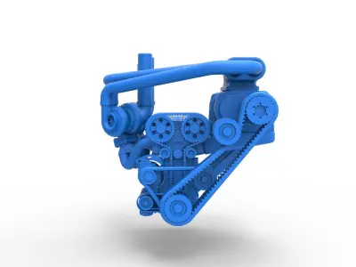 Twin turbo supercharged straight-six engine Scale 1 to 25 3D print model